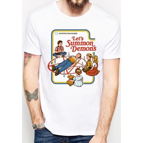Summer Demon Pattern Mens T Shirt Scary Cartoon Satan T-shirt Evil Men Women Demons Ritual Scary Horror Devil T Shirt