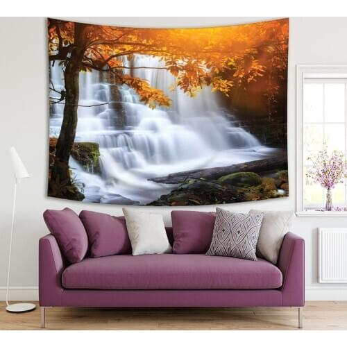 Tapestry Mun Daeng Waterfall in Tropical Rain Forest Phu Hin Rong Kla National Park Thailand Autumn Nature Brown White