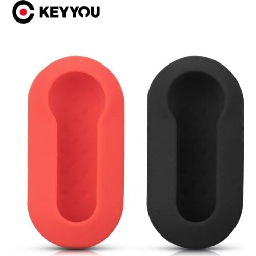 KEYYOU 10x Protecor Cover Car Accessories 3 Buttons For Fiat 500 Flip Folding Remote Key Shell Rubber Silicone Car Key Case Fob
