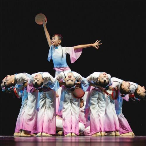 Chinese Folk Dance Outfit Eighth Lotus Style Classical Dance Costumes Fan Umbrella Dance Wear Yangko Costume Stage Performance