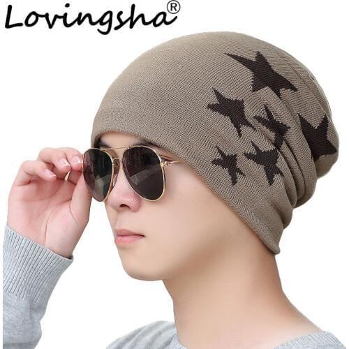 LOVINGSHA Faux Fur Warm Baggy Knitted Hat Women Winter Hat Caps Knit Skullies Lady Beanies Bonnet Hats For Men Beanie AHT073