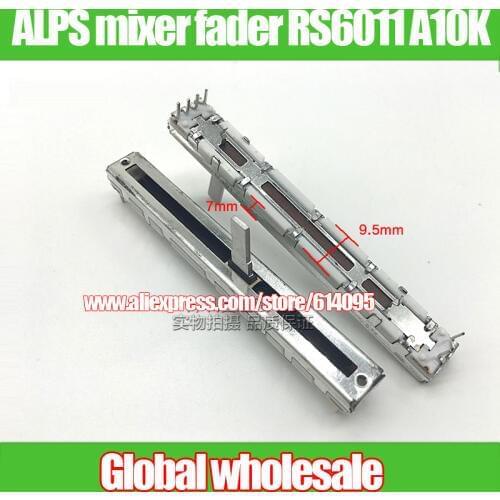 2pcs 75MM ALPS mixer fader RS6011 A10K single A10K sliding potentiometer For Yamaha behringer Soundcraft