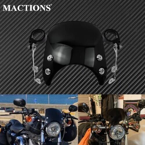 Motorcycle 39mm-41mm Windshield Adjustable Windscreen Black Wind Deflector For Harley Sportster XL 883 1200 Iron 2004-2019