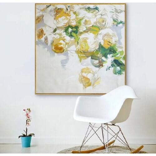 Flower Canvas Wall Art Oil Painting Poster Nordic Canvas Print Living Room Bedroom Home Wall Art Picture Decor Painting