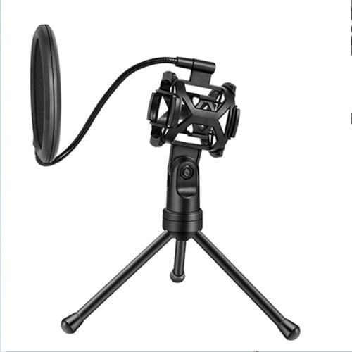 Microphone Desktop Stand,Microphone Windproof Filter with Adjustable Tripod for Recording,Voice-Over Sound Studio,Live Broad