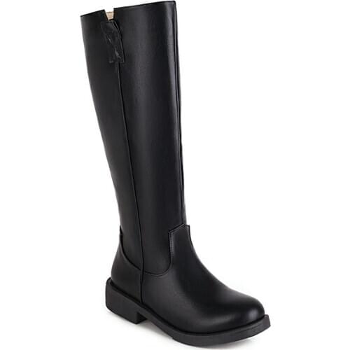 PU Low-Heeled Cheap Yellow Knee-Length Boots Side Zipper Round Toe Print High Boots Rose Pattern Sole Womens Shoes