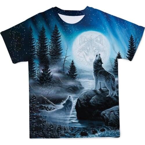 2021 Hottest New Mens Summer Leisure 3D Printing Animal Wolf Tiger Design Slim Fitting Round Neck Fun Short Sleeve T-Shirt