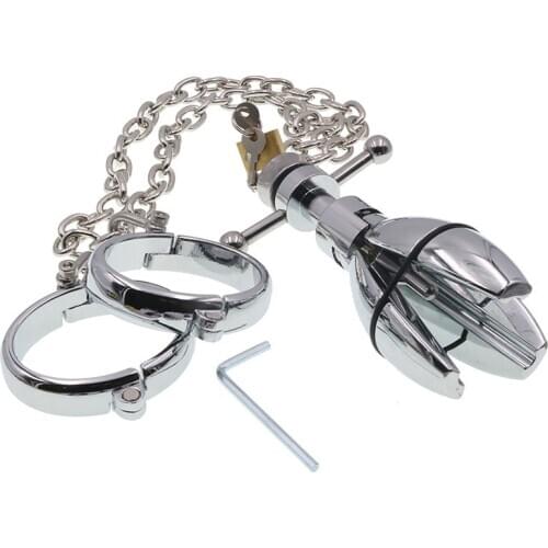 New Bondage Metal Handcuffs With Anal Plug Anal Expansion Training Butt Plug Adult Sex Games Bdsm Restraints Sex Toys For Couple