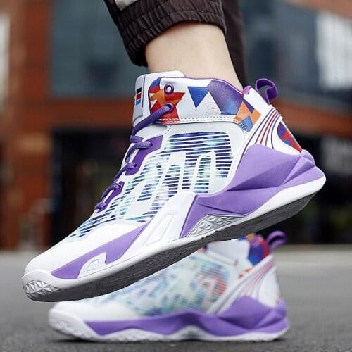 New Basketball Shoes for Men High-top Sports Cushioning Graffiti Shoes Male Shoes Comfortable Leather Skate Sneakers zapatillas