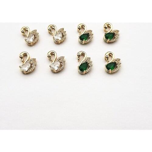 New arrival! 15x11mm 50pcs Cubic Zirc/Crystal swan Shape Charm for Ear DIY Making parts,Jewelry Accessories Findings & Component