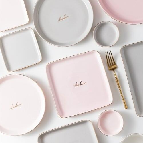 Nordic Dinner Plate Ceramic Bowl Plate Set Home Kitchen Utensils Porcelain Tableware Dishes Food Salad Sushi Steak Plates Set