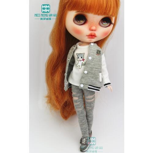 1PCS Blyth doll clothes fashion hole pants, sweatshirt, headband for Blyth Azone 1/6 doll accessories