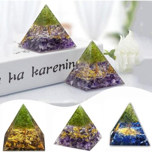 Orgone Pyramid Amethyst Peridot Healing Crystal Energy Generator Balancing Orgone Pyramid Emf Protection Meditation Yoga Tool