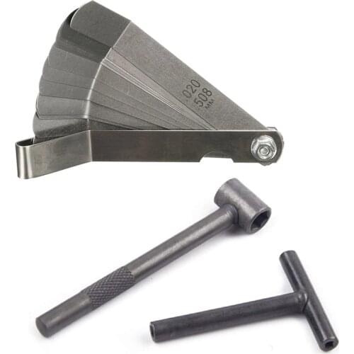 Motorcycle Engine Valve Screw Adjustment Wrench Clearance Adjustment Tool 0.005-0.020 Inch 16-piece Feeler Gauge 0.127-0.508mm