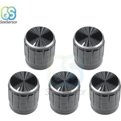 5Pcs/lot Black 6mm Aluminum Alloy Potentiometer Knob Potentiometer Control Knobs Switch 15x17mm
