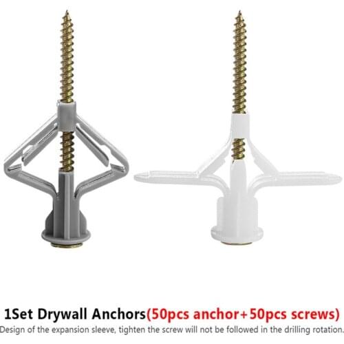 100pcs Expansion Drywall Anchor Kit With Screws Self Drilling Wall Home Pierced Special For Nylon Plastic Gypsum Board