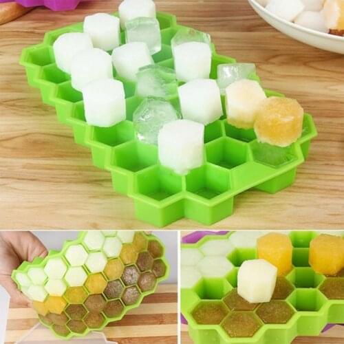 37 Cells Honeycomb Shape Ice Cube Tray Silicone Ice Cube Maker Mold With Lids For Ice Cream Party Whiskey Cocktail Cold BPA Free