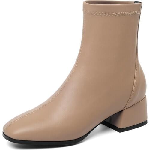 SKLFGXZY New autumn Genuine leather Women boots Ankle boots Fashion socks and boots Stretch boots Womens shoes Size 34-43