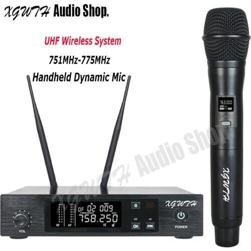 UHF Wireless Microphone System Radio Cordless Cardioid Dynamic Handheld Karaoke Mic for Karaoke DJ Stage Performance Singing
