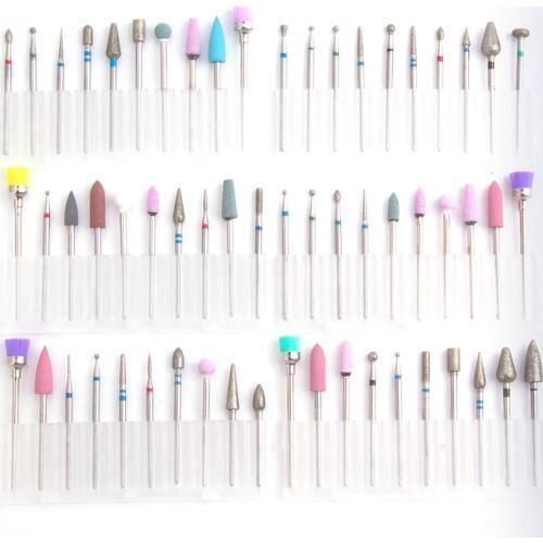10pcs Nail Drill Bits Set Nail File Electric Rotary Burrs Polishing Ceramic Milling Machine Accessory Rotate Cutter Clean Tools