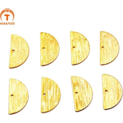 ASA&TESS 10pcs Raw Brass Half Round Charms gold plated charms pendant for jewelry making