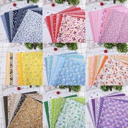 25cmx25cm 7pcs100%Cotton Fabric Printed Cloth Sewing Quilting Fabrics for Sofa cushion pillow Patchwork DIY Handmade Material