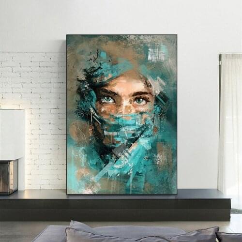 Abstract African Masked Girl Canvas Paintings Graffiti Portrait Posters and Prints Wall Art Pictures for Living Room Home Decor