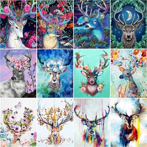 Diamond Embroidery Cartoon Color Deer Full Square Diamond Painting Animals Cross Stitch Picture Mosaic Needlework Handmade Gift