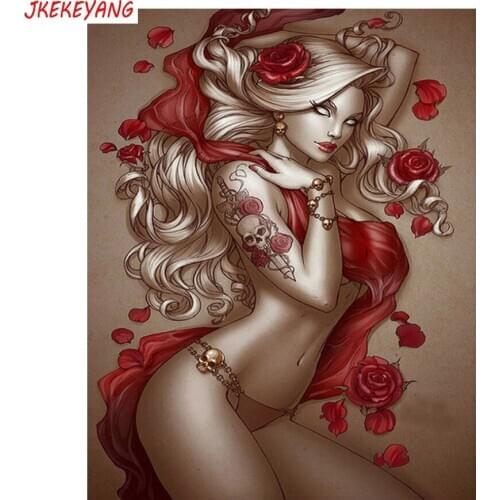 5D Diy diamond painting Beautiful woman with rose flower Diamond Mosaic sale Rhinestone Embroidery cross stitch Y3720