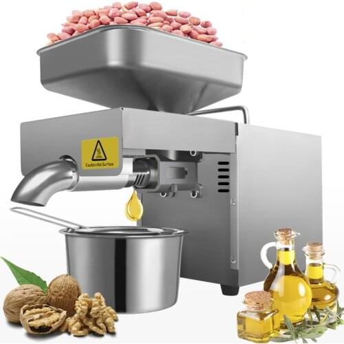 110V/220V Automatic Household Flaxseed Oil Press Sesame Peanut Oil Press Stainless Steel Temperature Control Oil Press 610W