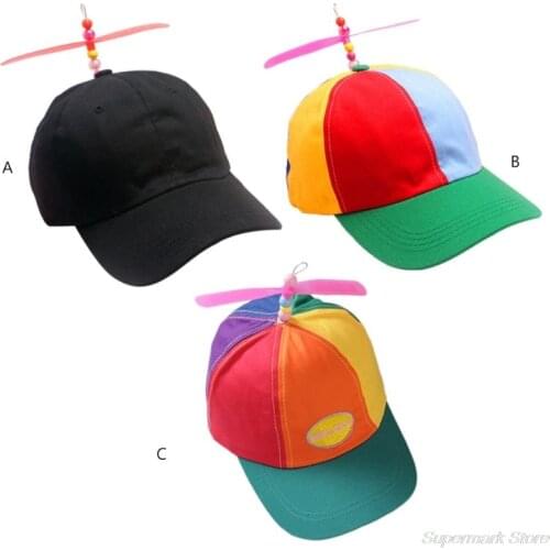 Adult Kid Summer Helicopter Propeller Baseball Cap Colorful Patchwork Dragonfly Beaded Cosplay Party Adjustable Snapback Dad Hat