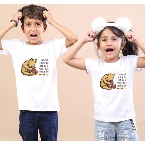 Kids Top I Wasn't Going To Eat It I Was Just Going To Taste It Winnie the Pooh Print T Shirt Harajuku Children Cartoon Funny Tee