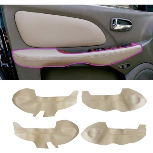 For Hyundai Sonata 2004 2005 2006 2007 2008 4pcs Color Beige Microfiber Leather Car Interior Door Armrest Panel Cover Trim