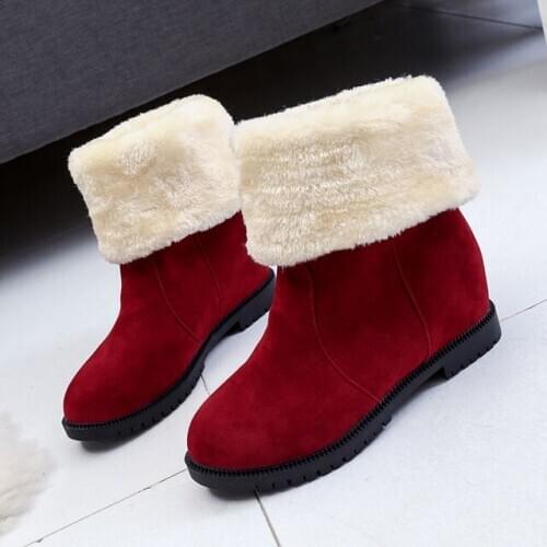 Two Waies Wear Women Winter Boots Students Warm Cotton Ladies Snow Boots Rubber Flock Wedges Women Winter Snow Boots