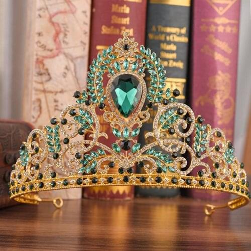 Exquisite European Luxury Retro Glitter Large Drop Shape Crown Bride Zircon Alloy Tiaras Wedding Hair Accessories Hair Jewelry