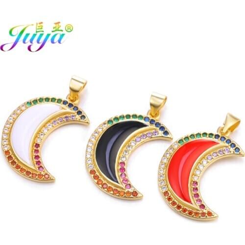 Juya Handmade Colorful Enamel Charms Wholesale Handicraft Trendy Crescent Moon Charms For Fashion Charms Jewlery Making Supllies