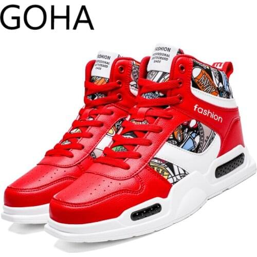 Autumn New Men Platform Sneakers Breathable Casual Red High Top Sneakers Man Fashion Printed Mens Skateboard Shoes basket homme