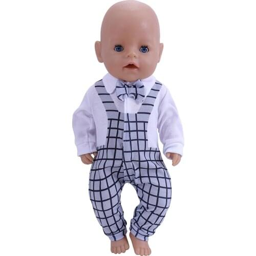 43 Cm Doll Clothes Fashion Square Reborn Dolls Gentleman Suit Bow Tie Jumpsuits for Baby Children Girl Birthday Gifts