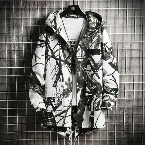 Mens Jacket High Street Spring Men Camouflage Print Jackets Fashion Cotton Windbreaker Coat Male Hood Hip Hop Streetwea KK2947