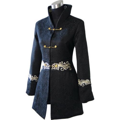 Black Chinese Women Winter Cotton Overcoat Long Slim Thick Jacket Button Coat Vintage Tang Suit Top Size S M L XL XXL XXXL 2255