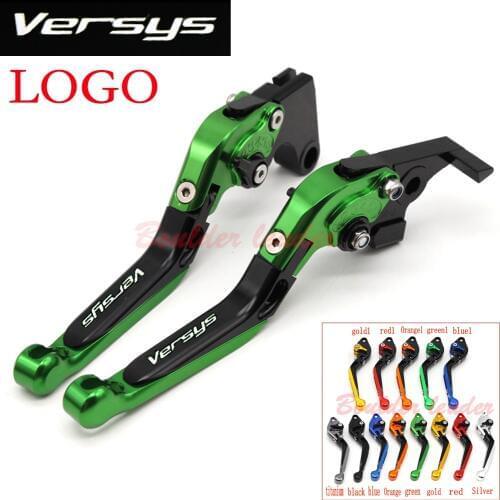 Laser Logo(Versys) Green+Titanium 13 Colors CNC Adjustable Motorcycle Brake Clutch Levers For Kawasaki VERSYS 1000 2012- 2014