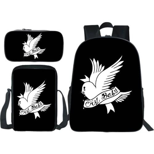 Lil Peep Backpack 3D Print Popular Lover Hip Hop Bookbag Three-piece Suit 16 Inch Backpack School Bags Teen Boy Girl Bag Mochila