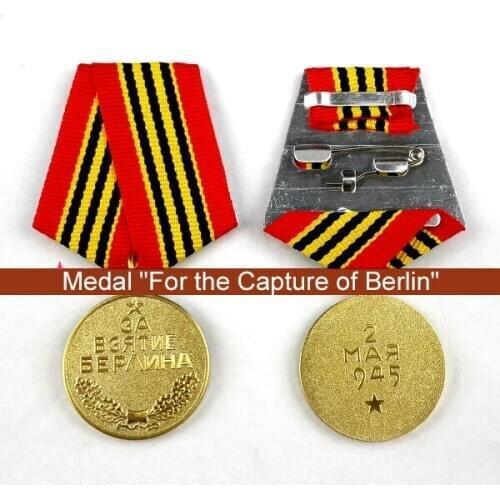 2*32mm CCCP Medal USSR Badge Soviet Metal Conquer Berlin Military Russia Decoration WW II Souvenir Brooch Pins