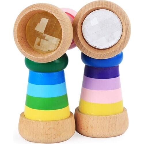 Mini Kaleidoscope Rainbow Wooden Toys Cute Magical Bee Eye Effect Polygon Prism Children Toy