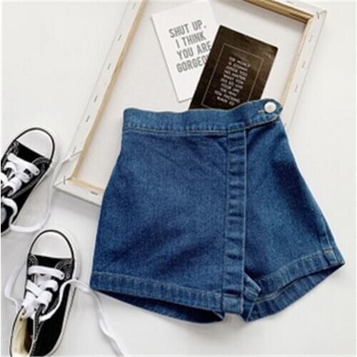 Baby Girls Fashion Loose Skirt Pants Children Sweet Solid Color Button Elastic Waist Short Pants