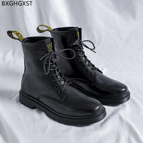 Black Martin Boots for Men Male Winter Boots Men Shoes Leather Mens Boots Casual Outdoor Shoes for Man 2021 Chaussure De Homme