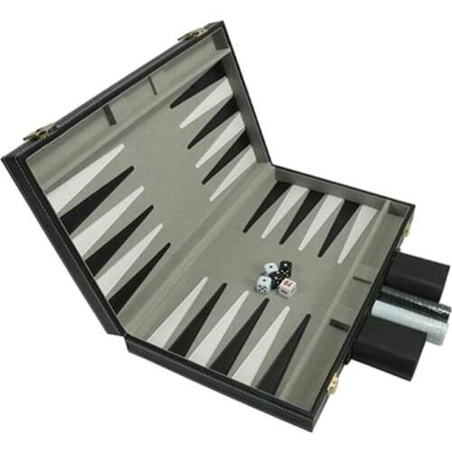 Premium Folding Backgammon Board Game Set PU Leather Case with Playing Pieces Nice Gifts for Adults Kids