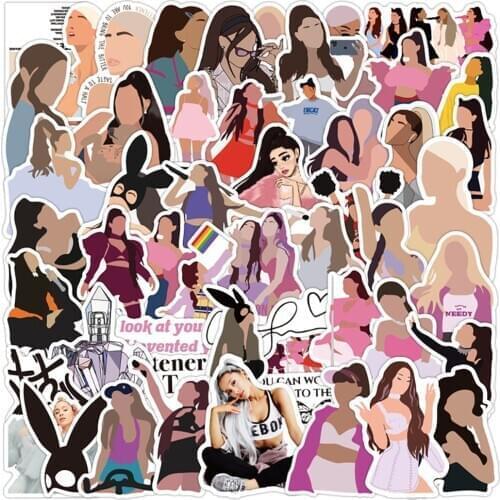 50PCS Singer Ariana Grande Stickers Graffiti Travel Luggage Guitar Fridge Laptop Waterproof Cool Sticker for Kid Toy Gift Decals