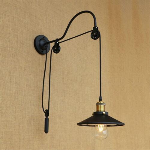 Loft Style Edison Wall Sconce Iron Lifting Pulley Wall Light Industrial Vintage Wall Lamp Fixtures Indoor Lighting Lampara