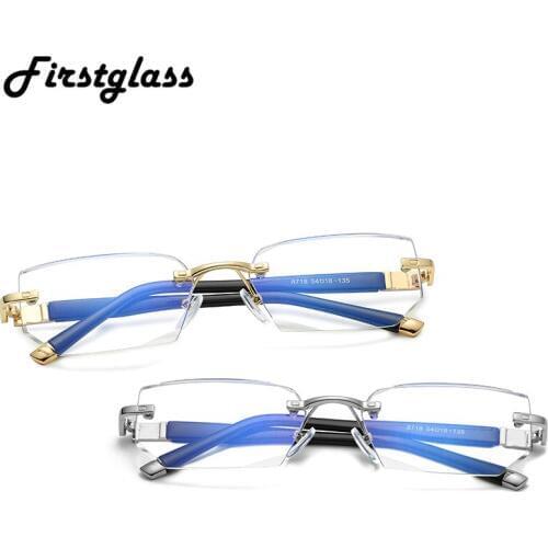New Reading Glasses Men High-end Diamond Trimming Glasses Anti Blue Light Alloy Frameless Presbyopic Glasses Women High Quality